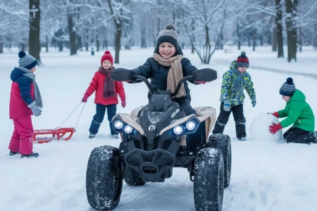 Quad Maverick ATV Khaki - Terenowa Przygoda na Śniegu: Jak Pojazd Elektryczny Dla Dzieci Radzi Sobie Zimą
